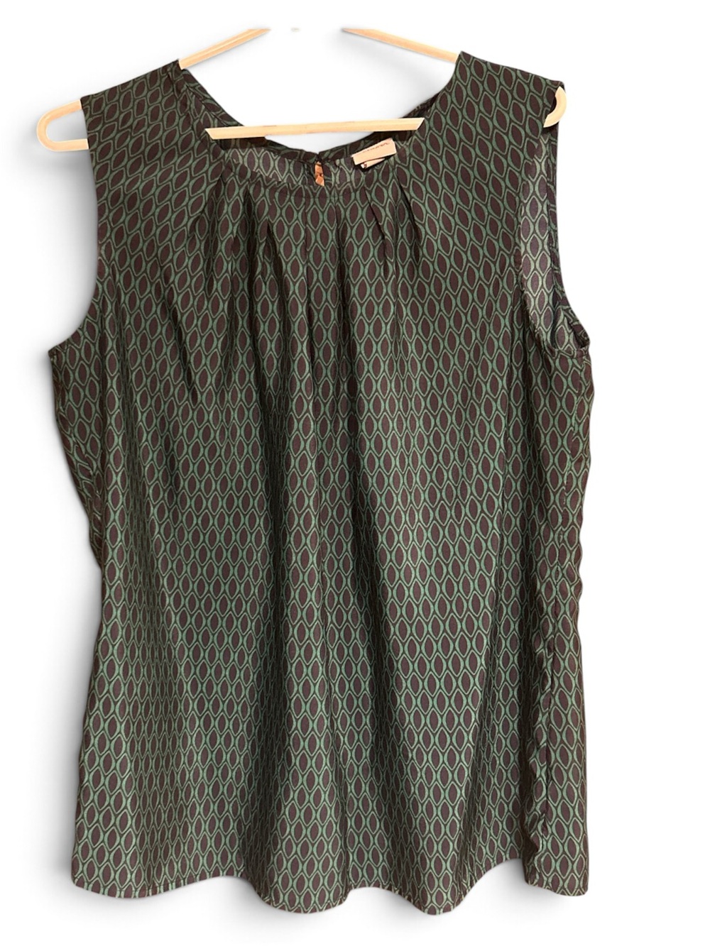 Sleeveless Geometric Print Women's Top - Green/navy blue